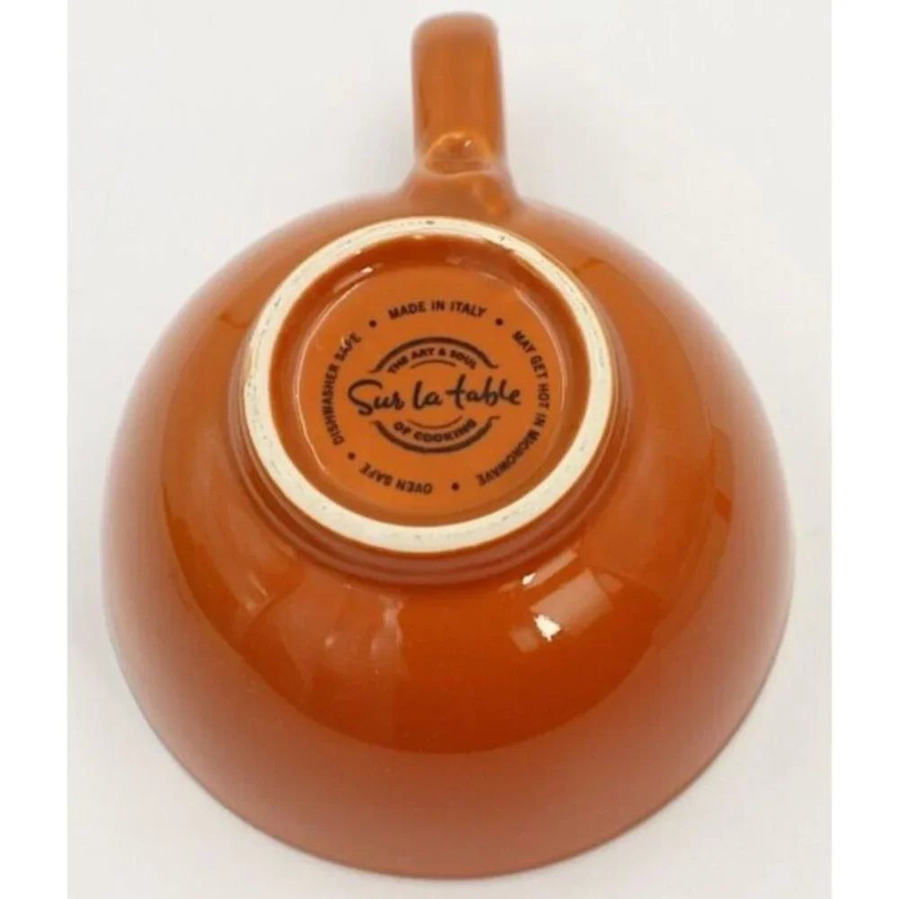 Sur La Table Burnt Orange Ceramic Coffee Tea Soup Mug Cup Made In Italy